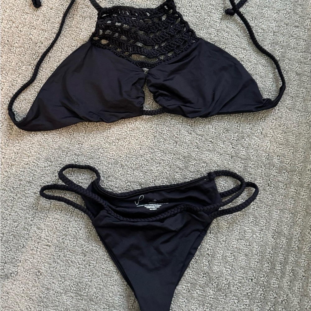 Frankie’s bikinis black braided bikini